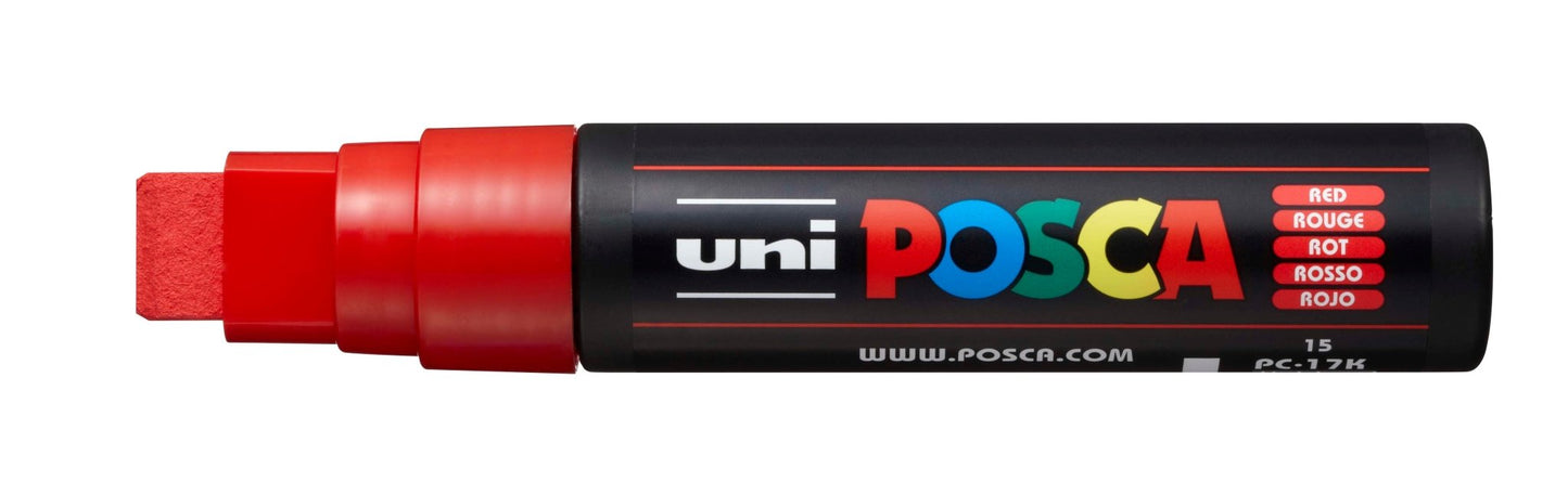 Uni Posca PC-17K Chisel Tip 15mm Red - theartshop.com.au