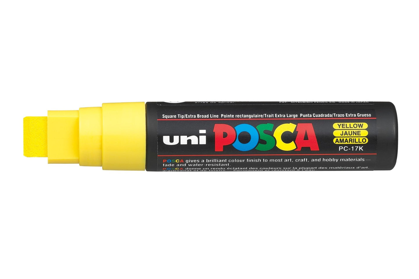 Uni Posca PC-17K Chisel Tip 15mm Yellow - theartshop.com.au