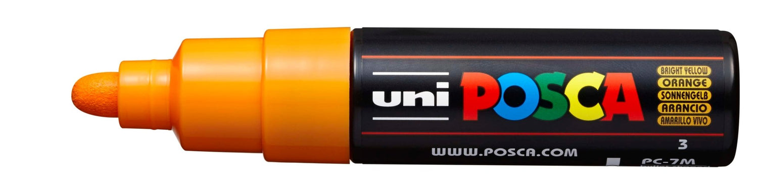 Uni Posca PC-7M Bold 4.5 - 5.5mm Bright Yellow - theartshop.com.au