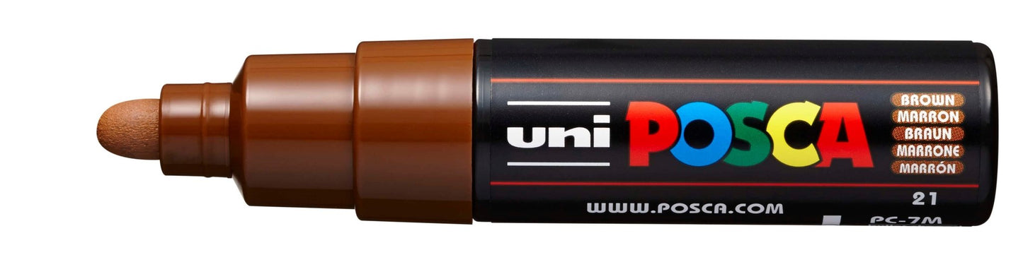 Uni Posca PC-7M Bold 4.5 - 5.5mm Brown - theartshop.com.au