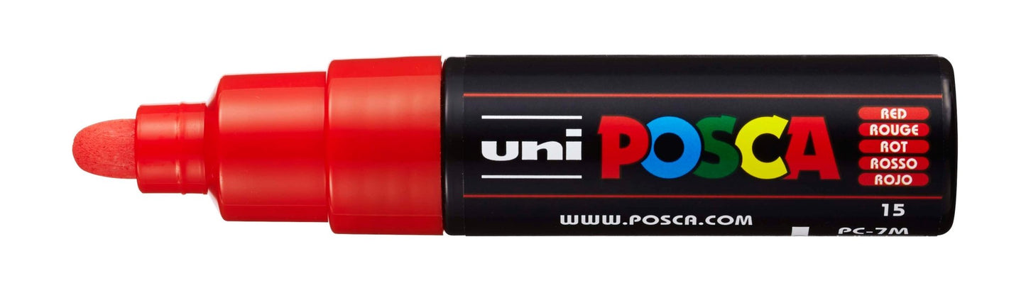 Uni Posca PC-7M Bold 4.5 - 5.5mm Red - theartshop.com.au