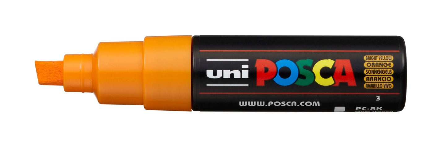 Uni Posca PC-8K Chisel Tip 8mm Bright Yellow - theartshop.com.au