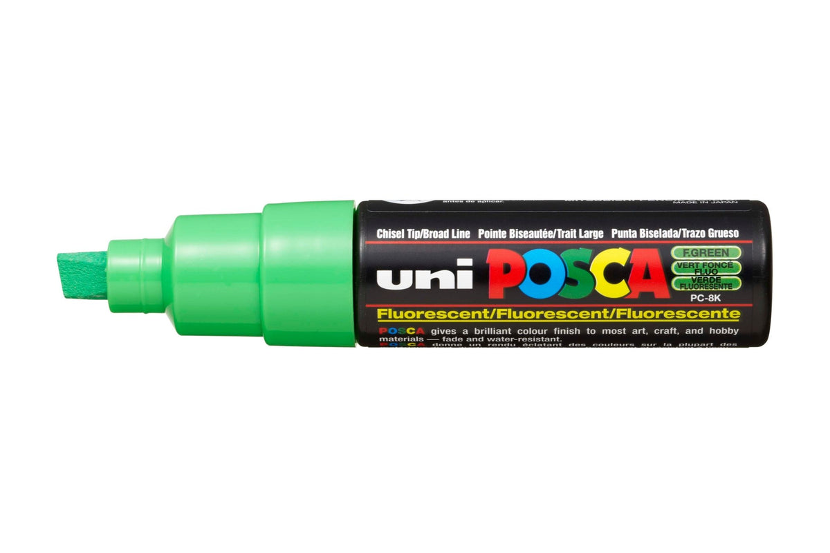 Uni Posca PC-8K Chisel Tip 8mm Fluoro Green - theartshop.com.au
