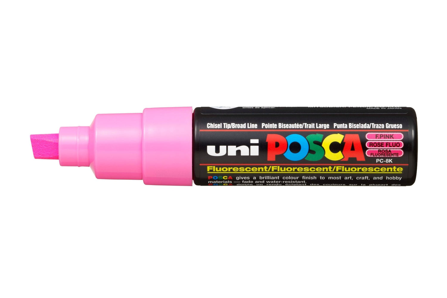 Uni Posca PC-8K Chisel Tip 8mm Fluoro Pink - theartshop.com.au