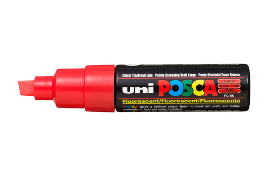 Uni Posca PC-8K Chisel Tip 8mm Fluoro Red - theartshop.com.au