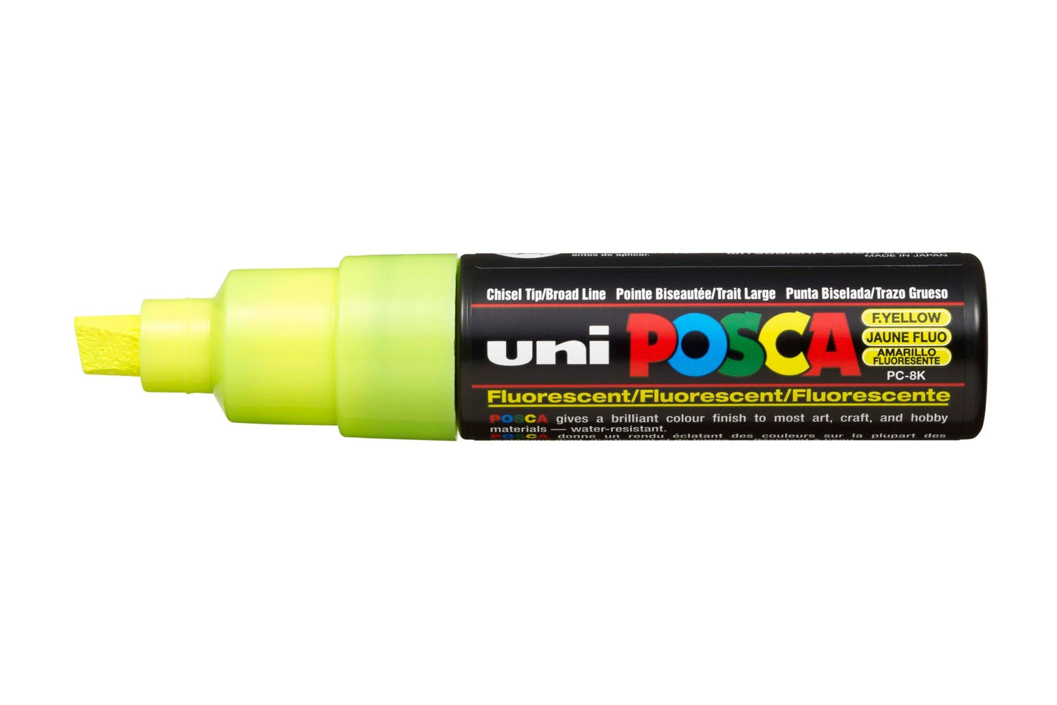 Uni Posca PC-8K Chisel Tip 8mm Fluoro Yellow - theartshop.com.au