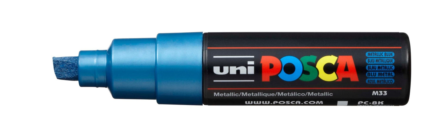 Uni Posca PC-8K Chisel Tip 8mm Metallic Blue - theartshop.com.au