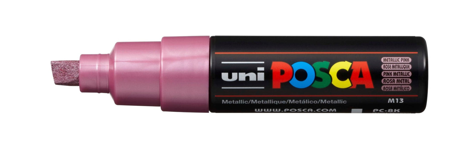 Uni Posca PC-8K Chisel Tip 8mm Metallic Pink - theartshop.com.au