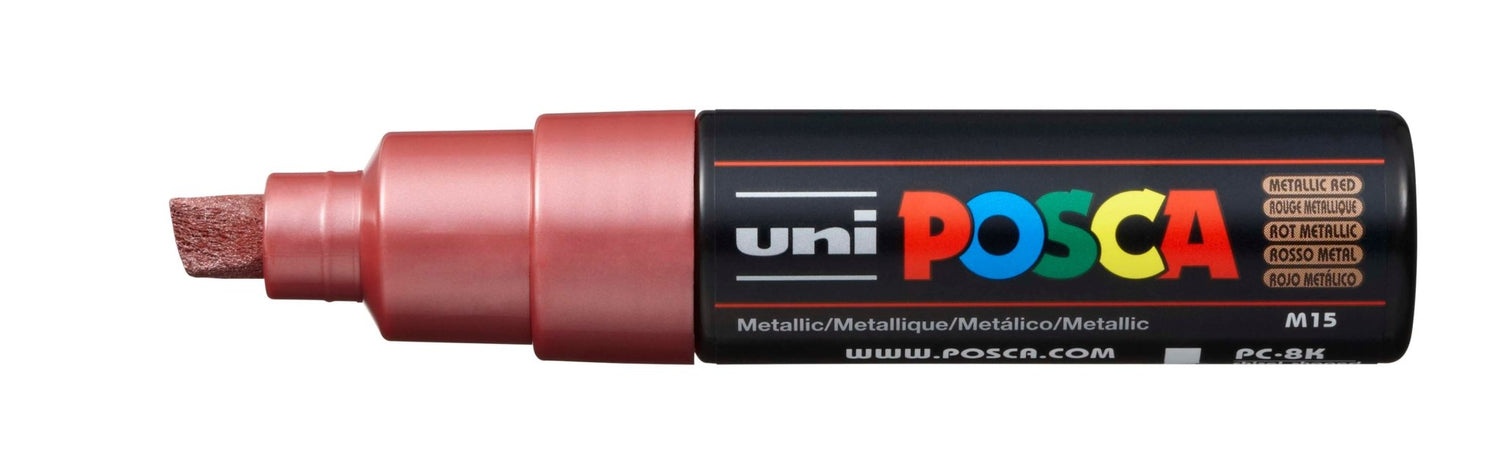 Uni Posca PC-8K Chisel Tip 8mm Metallic Red - theartshop.com.au