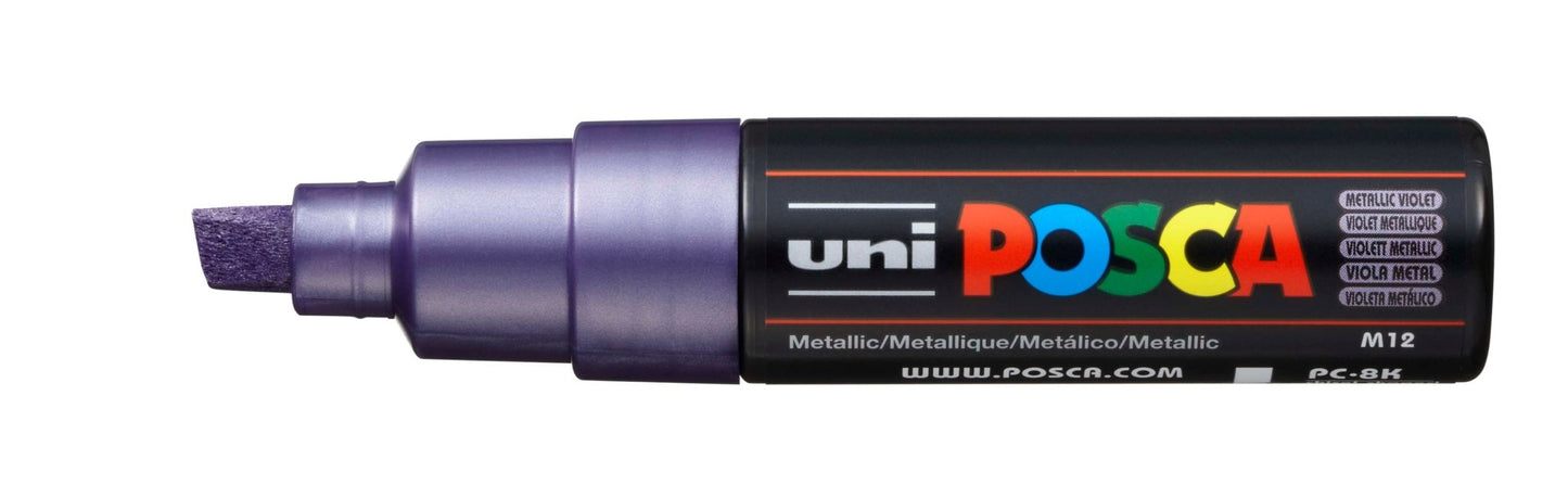 Uni Posca PC-8K Chisel Tip 8mm Metallic Violet - theartshop.com.au