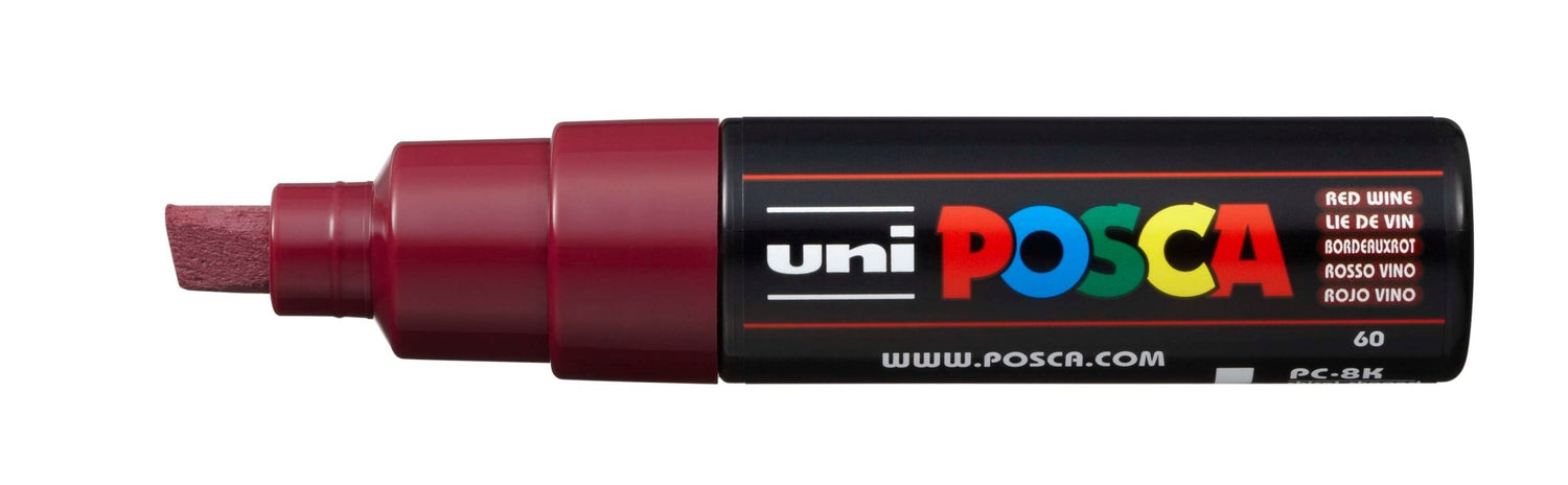 Uni Posca PC-8K Chisel Tip 8mm Red Wine - theartshop.com.au