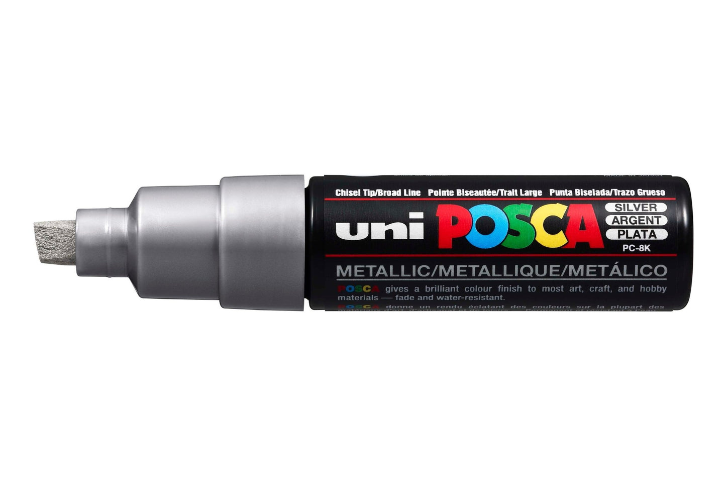 Uni Posca PC-8K Chisel Tip 8mm Silver - theartshop.com.au