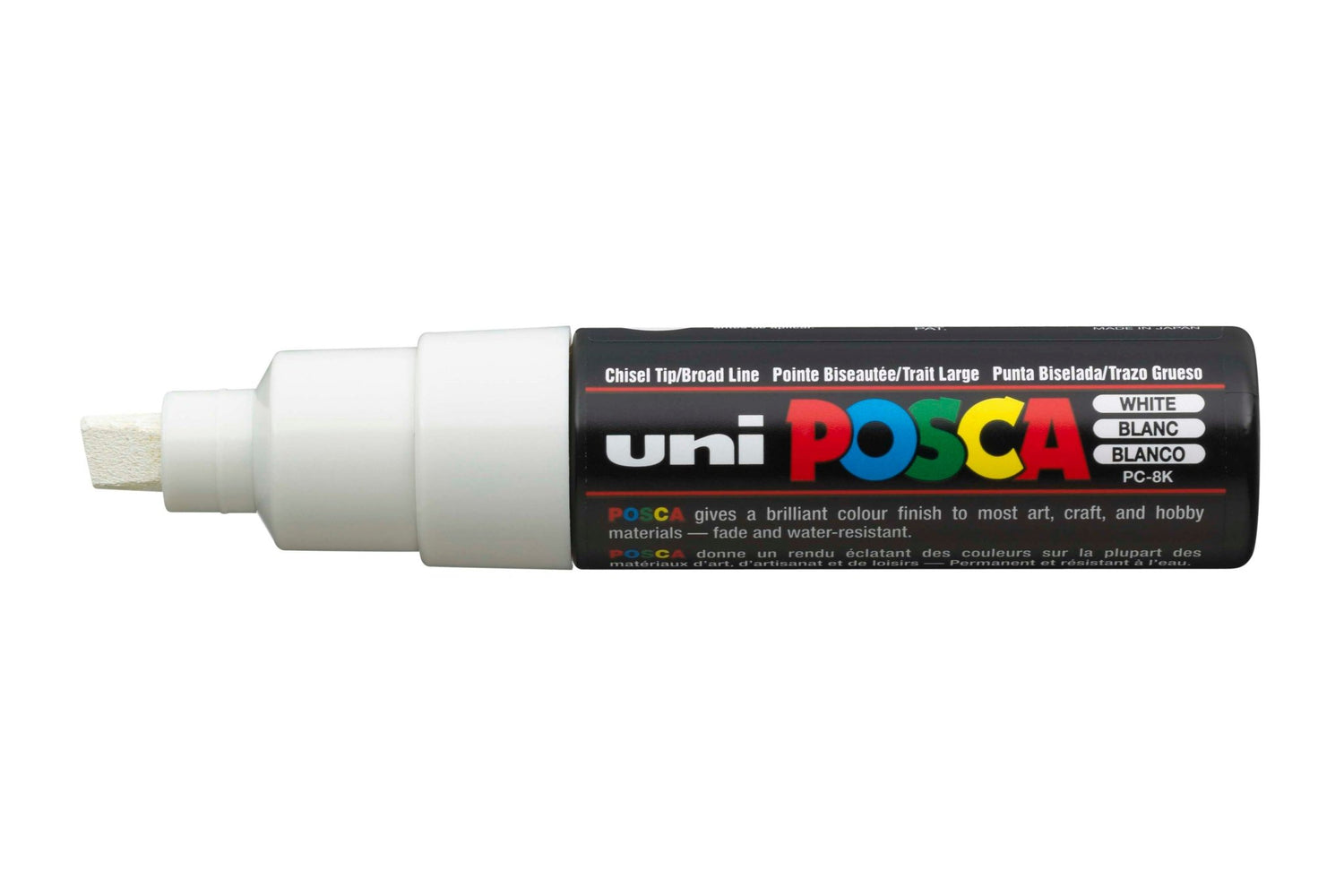 Uni Posca PC-8K Chisel Tip 8mm White - theartshop.com.au