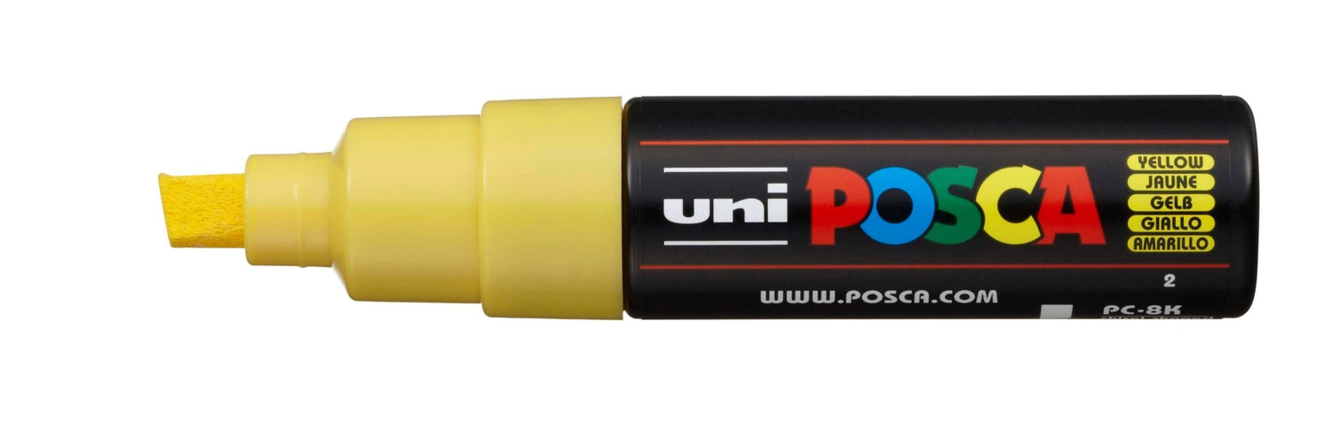 Uni Posca PC-8K Chisel Tip 8mm Yellow - theartshop.com.au