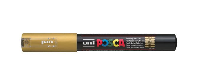Uni Posca PC1M Extra Fine 0.7mm Tip Gold - theartshop.com.au