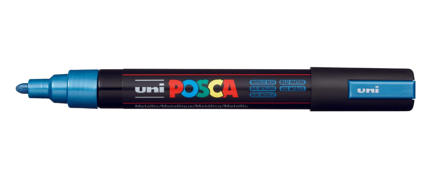 Uni Posca PC5M Bullet Tip 2.5mm Metallic Blue - theartshop.com.au