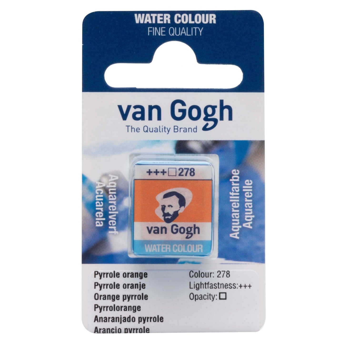 Van Gogh W/C Half Pan 278 Pyrrole Orange - theartshop.com.au
