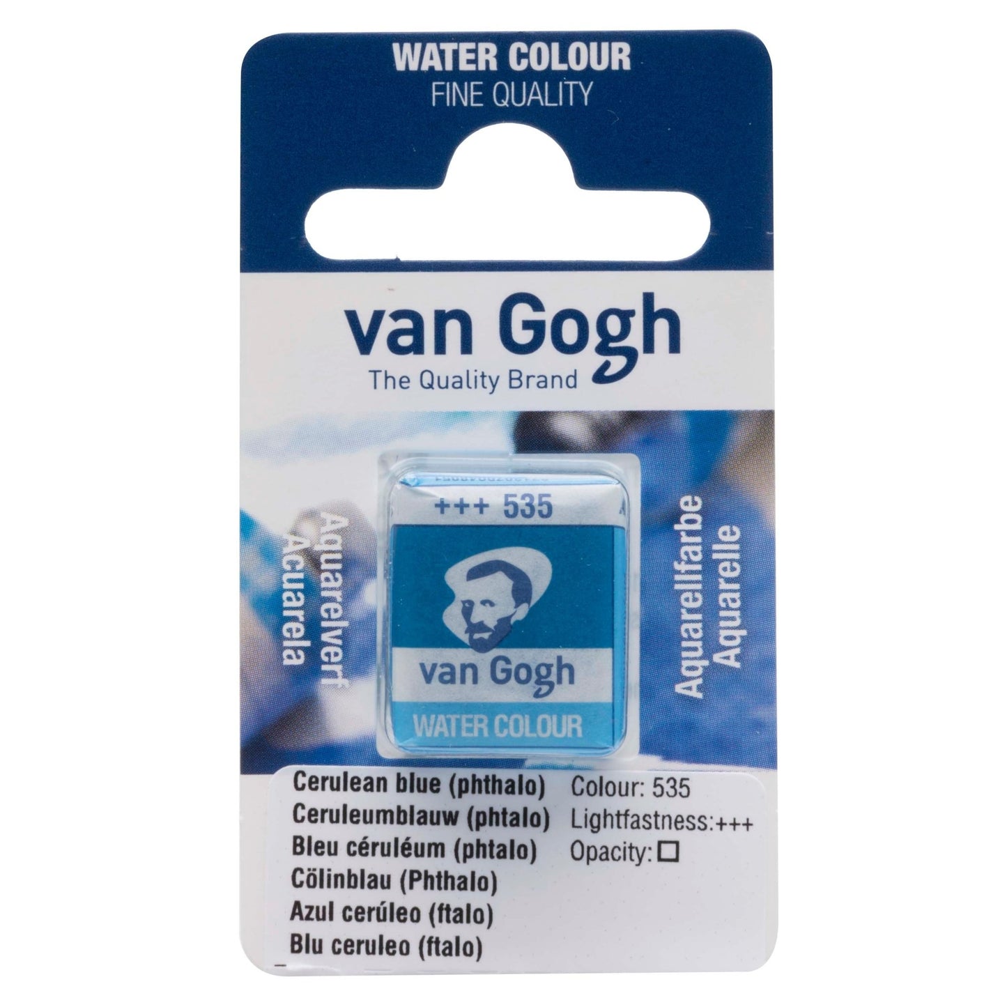 Van Gogh W/C Half Pan 535 Cerulean Blue Phthalo - theartshop.com.au