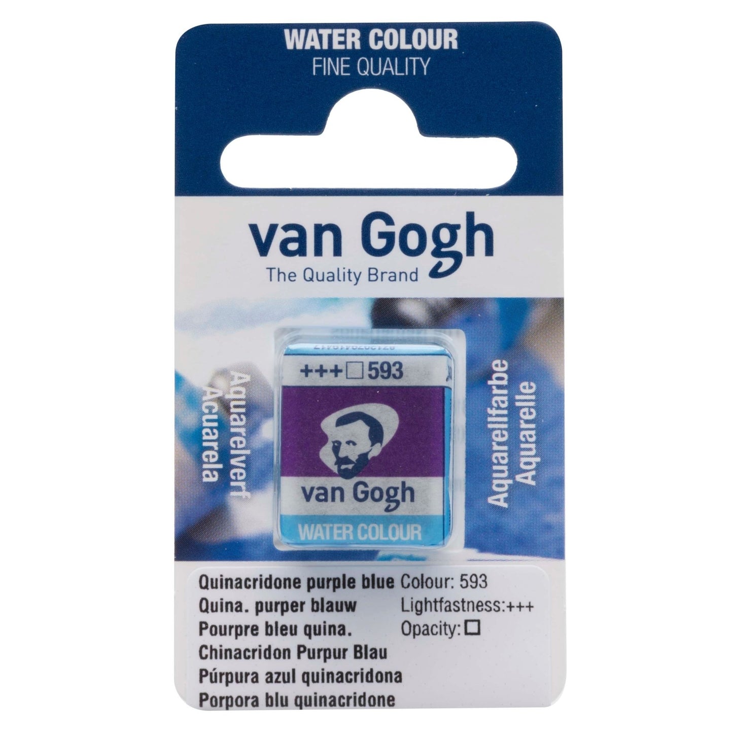 Van Gogh W/C Half Pan 593 Quinacridone Purple Blue - theartshop.com.au