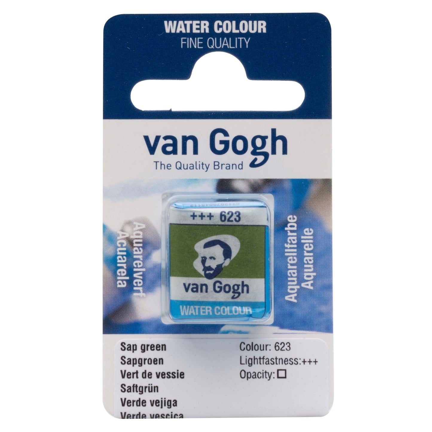 Van Gogh W/C Half Pan 623 Sap Green - theartshop.com.au