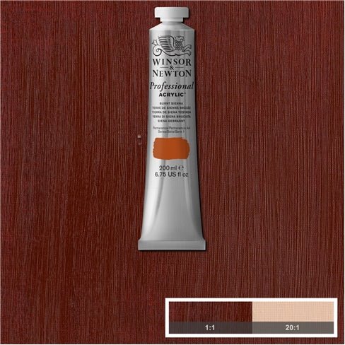 W & N Artists' Acrylic 200ml Burnt Sienna - theartshop.com.au