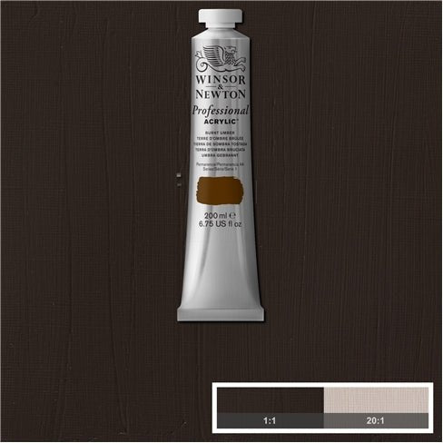 W & N Artists' Acrylic 200ml Burnt Umber - theartshop.com.au