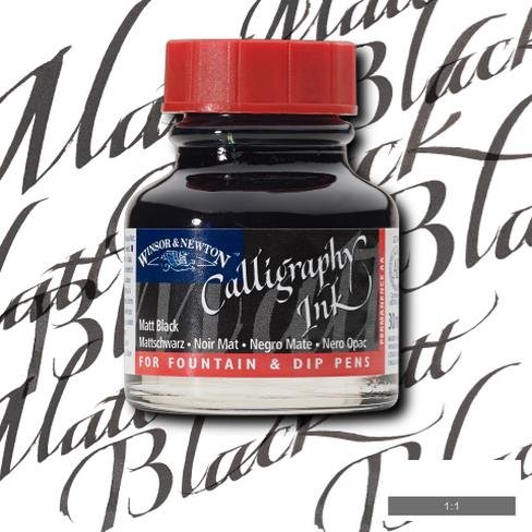 W & N Calligraphy Ink 30ml Black (Matt) - theartshop.com.au