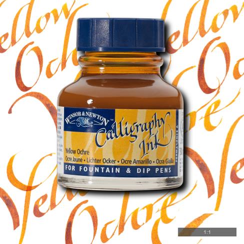 W & N Calligraphy Ink 30ml Yellow Ochre - theartshop.com.au