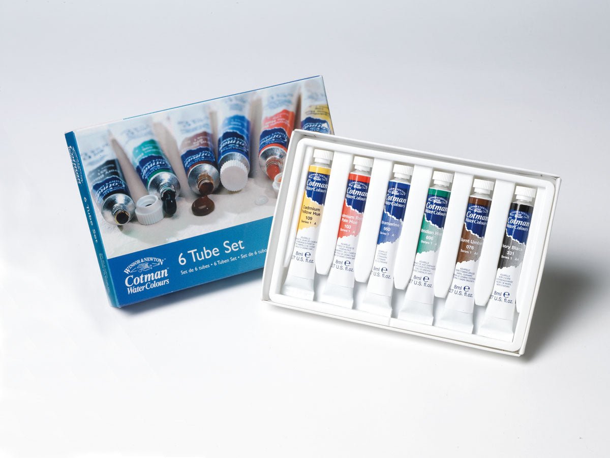 W & N Cotman Cardboard Box Set 6 x 8ml Tubes - theartshop.com.au