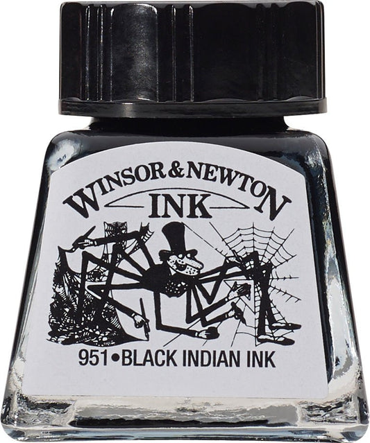 W & N Drawing Ink 14ml Black (Indian Ink) - theartshop.com.au