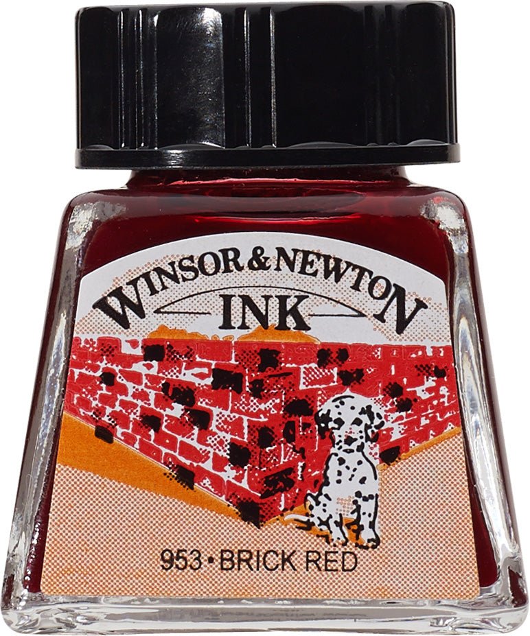 W & N Drawing Ink 14ml Brick Red - theartshop.com.au