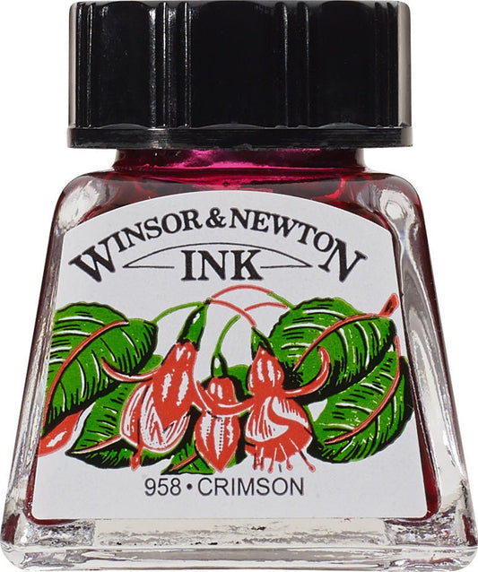 W & N Drawing Ink 14ml Crimson - theartshop.com.au