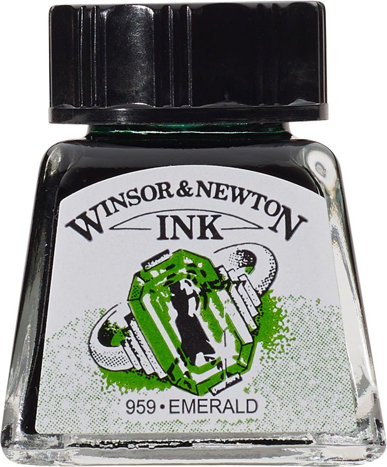 W & N Drawing Ink 14ml Emerald - theartshop.com.au