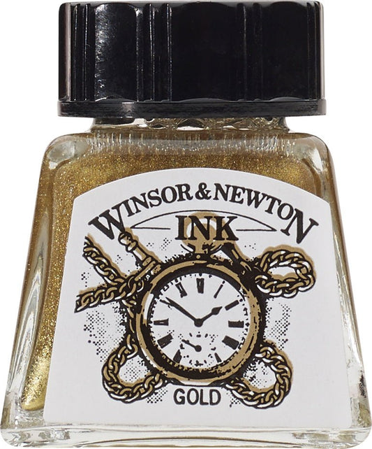 W & N Drawing Ink 14ml Gold - theartshop.com.au