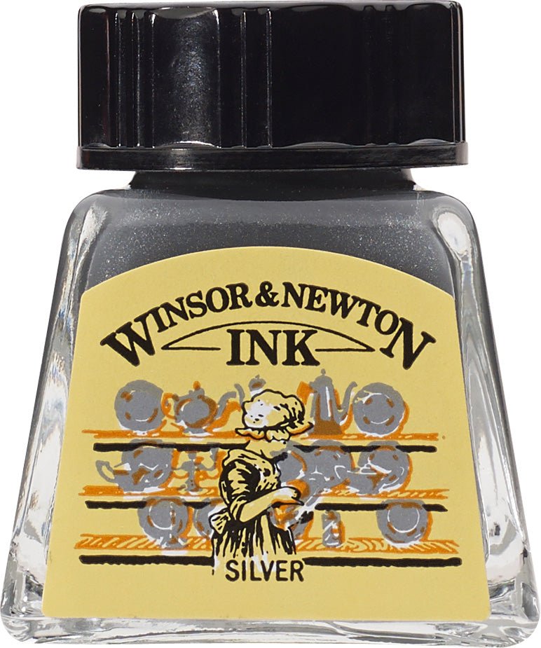 W & N Drawing Ink 14ml Silver - theartshop.com.au