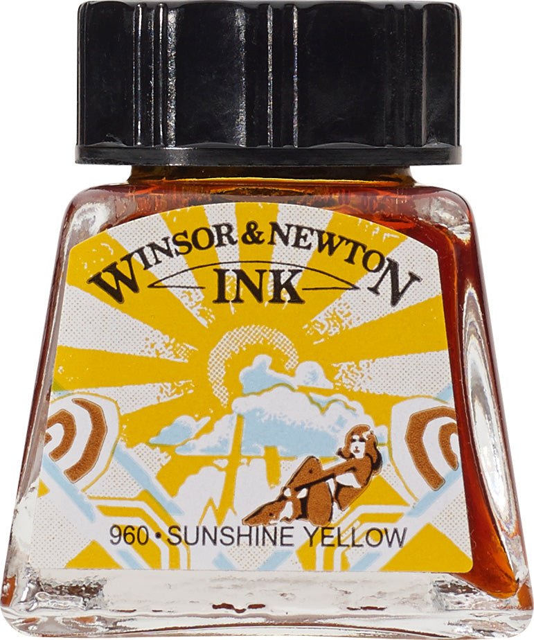 W & N Drawing Ink 14ml Sunshine Yellow - theartshop.com.au