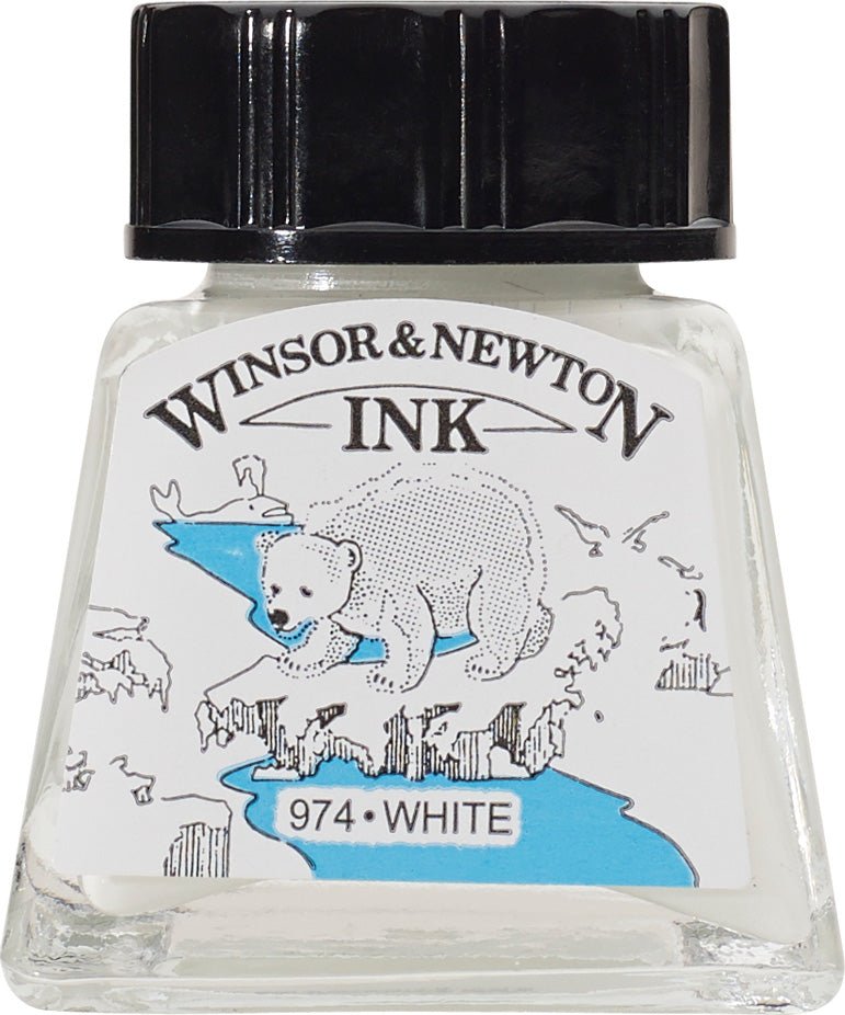 W & N Drawing Ink 14ml White - theartshop.com.au