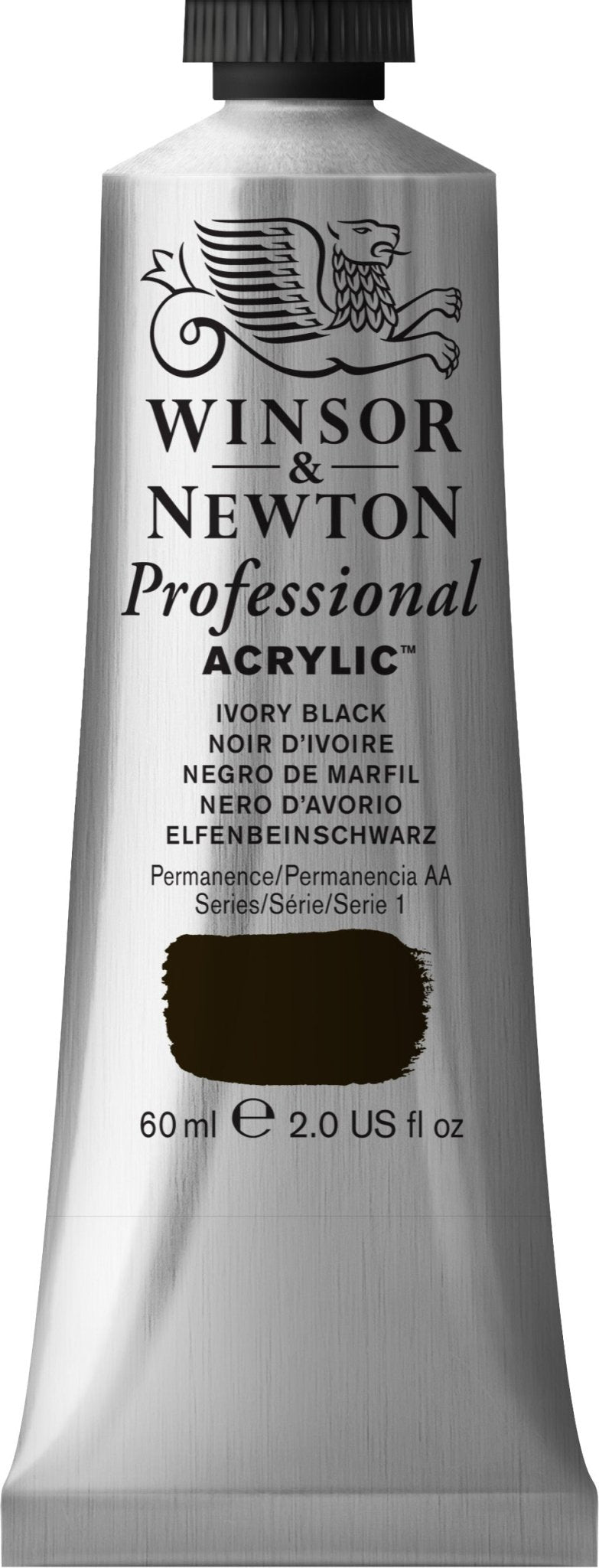 W & N Professional Acrylic 60ml Ivory Black - theartshop.com.au