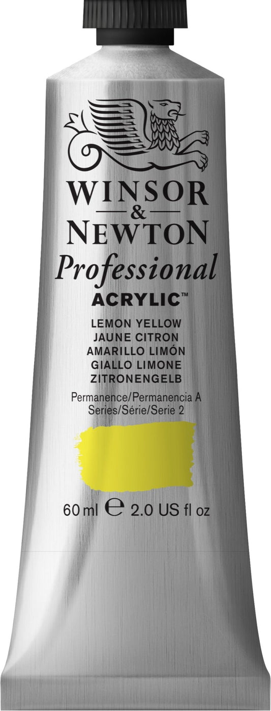 W & N Professional Acrylic 60ml Lemon Yellow - theartshop.com.au